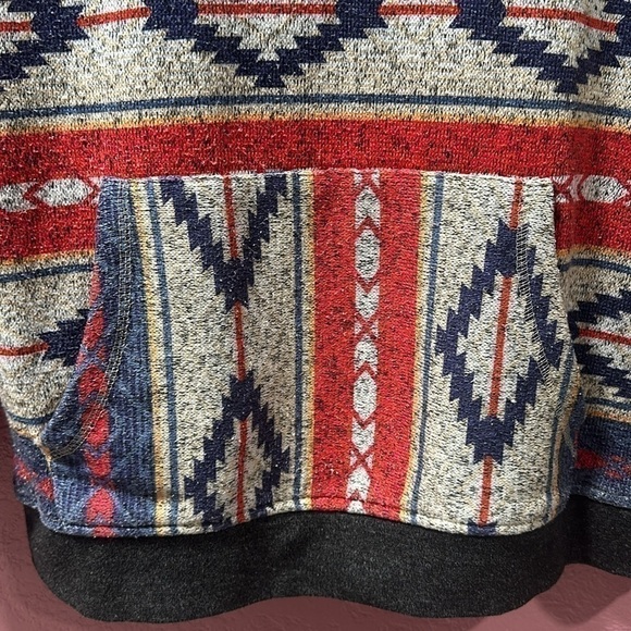 BKC Men’s Geometric Aztec Hoodie Size M 100% Polyester - Picture 4 of 7